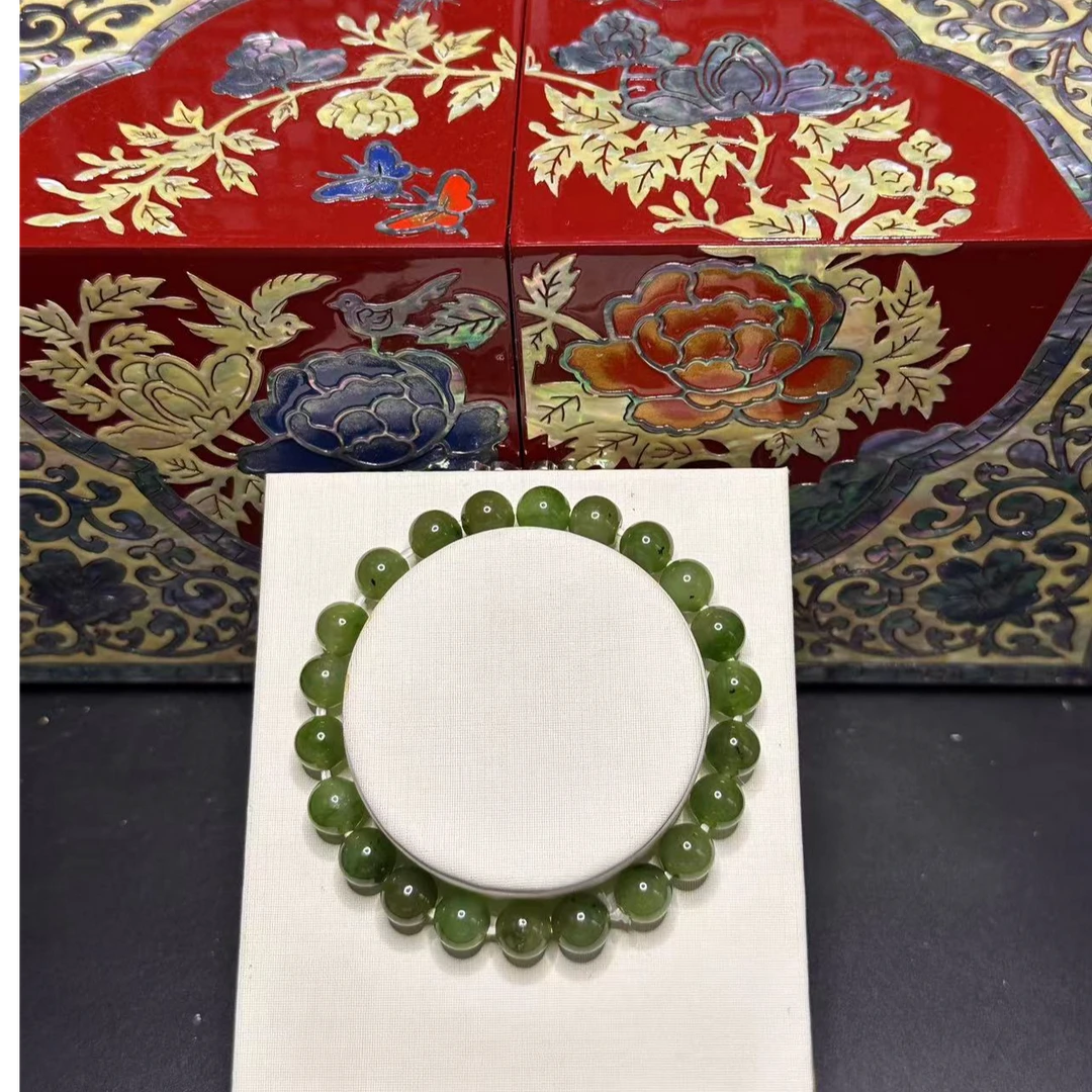 F和田玉碧玉圆珠手串