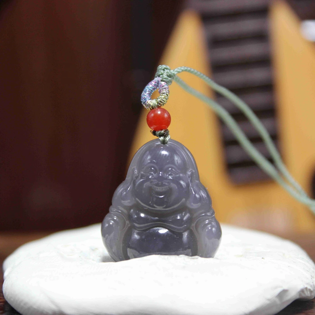 Z和田玉烟紫佛公吊坠