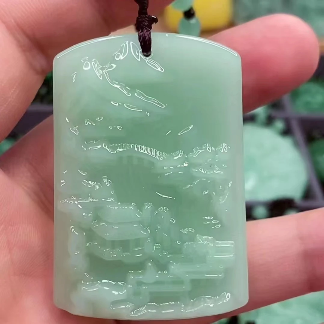 4.浅绿方牌山水牌情侣