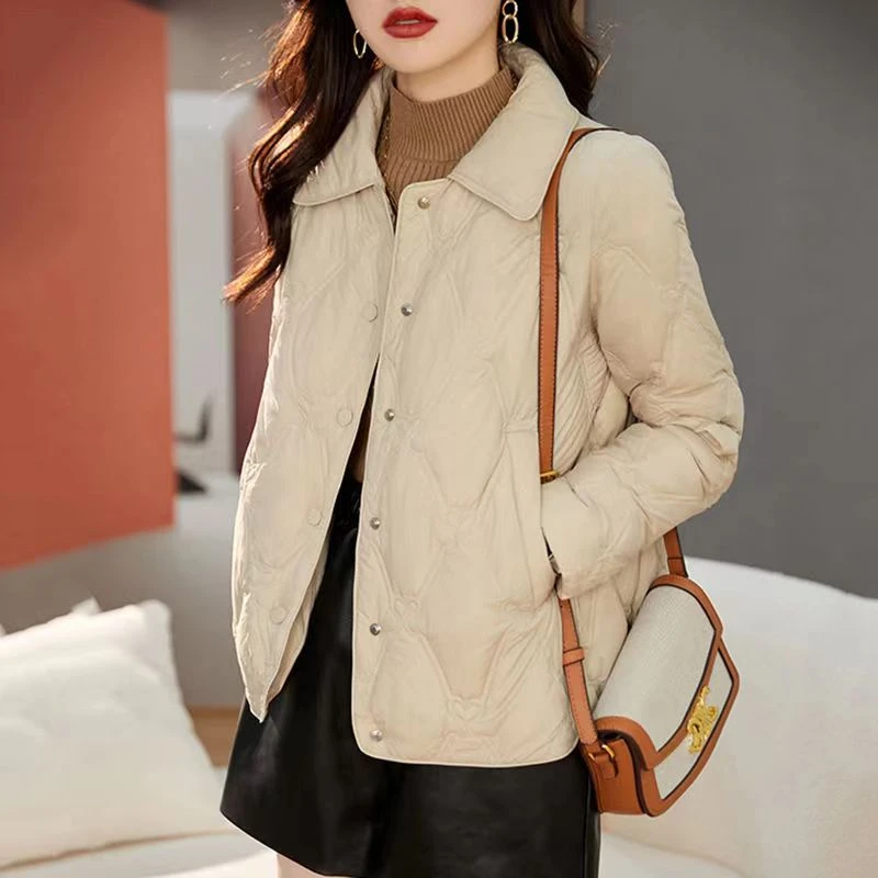 短款小个子薄棉服女秋冬小众胖mm翻领小棉袄休闲高级感大码外套