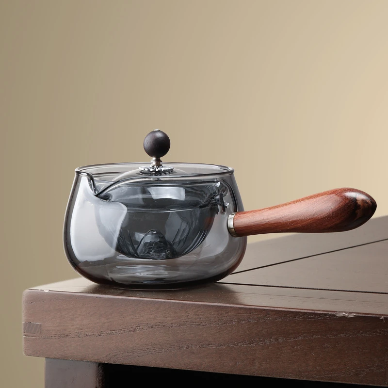 灰色玻璃功夫茶具逍遥泡茶壶家用客厅简约创意侧把泡茶会客单茶壶