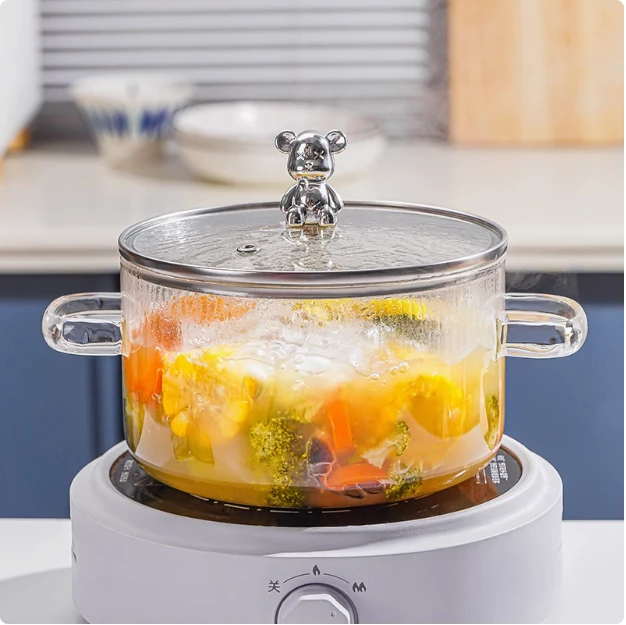 高硼硅玻璃壶明火耐高温燃气家用透明双耳炖锅壶电陶炉加热煮汤锅