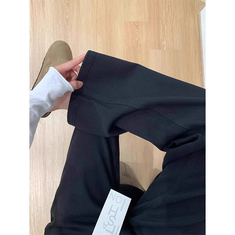 黑色窄版阔腿牛仔裤女2025春季新款高品质宽松垂感百搭显瘦长裤子