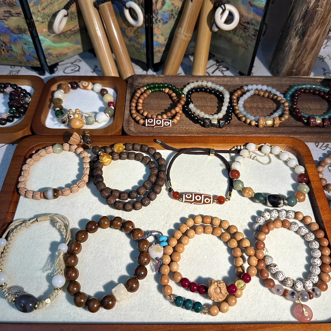 木质无镶嵌天骐菩提檀木串原创文玩手串手工手链男女可戴