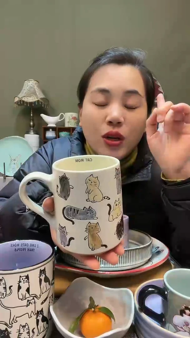 【闪购商品】陶瓷盘猫咪杯子 微瑕满20发货