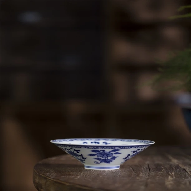 柴窑青花手绘主人杯