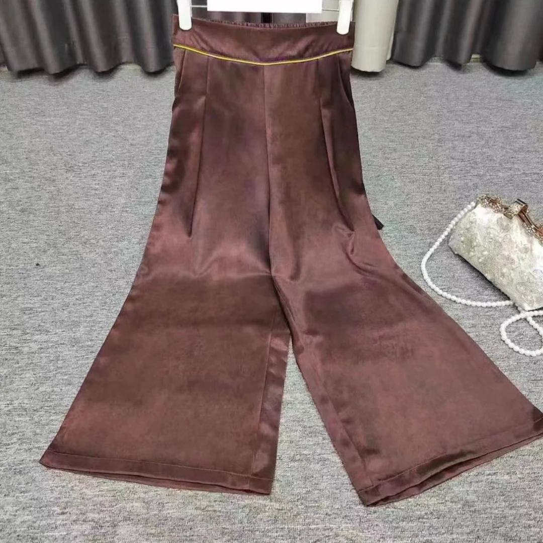 8008-2024新款中年妈妈在气质百搭减龄油皮老料阔腿裤