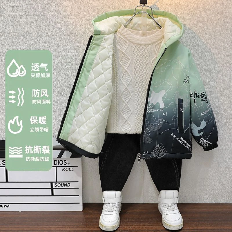 男童秋冬装加棉2023新款中大童儿童男孩冬季加厚洋气男孩厚外套