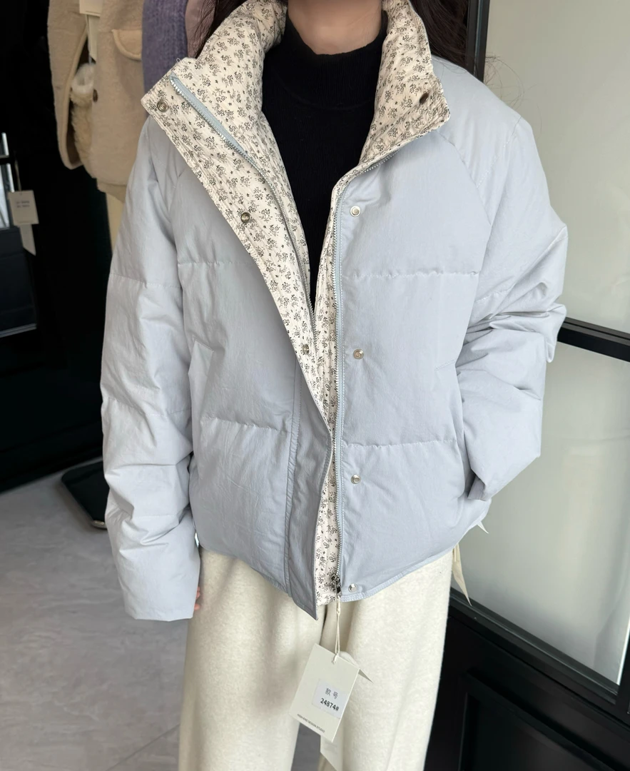 复古碎花立领撞色潮流高品质外套短款小个子宽松加厚保暖羽戎棉服