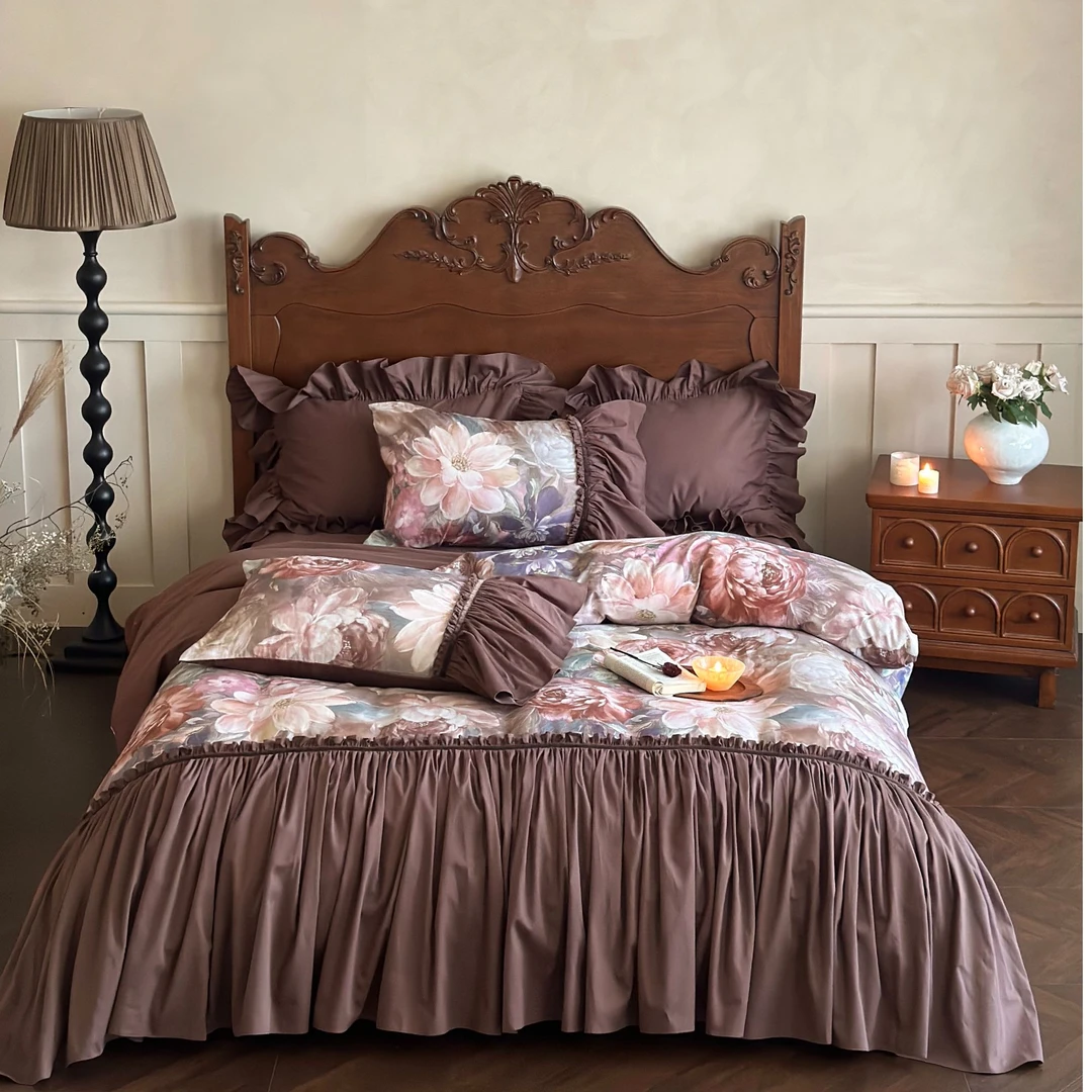 柠檬廖！原创设计师风格， 优雅复古印花100磨毛四件套， 佩拉蒂