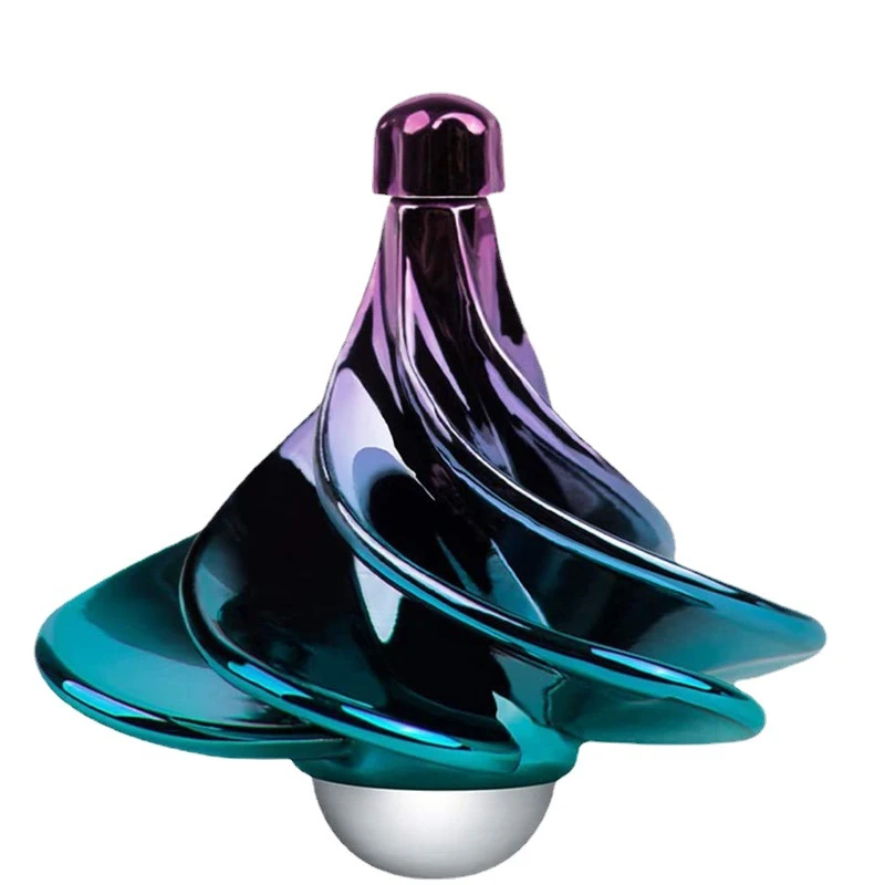 能用嘴吹的风动陀螺炫彩气动创意口吹空气动力解压玩具磁吸底座