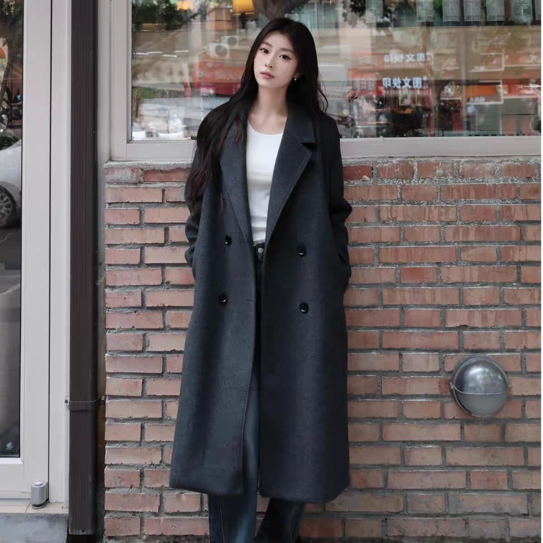 【春季新款】女装供应链大衣外套正肩款春秋加厚韩版过膝宽松风衣