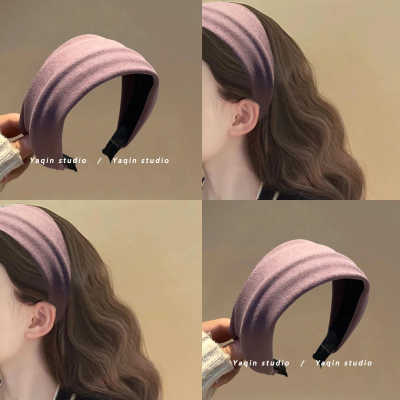 紫色绒面!针织宽边秋冬发箍!2024新款发卡超宽发带发卡头饰发饰