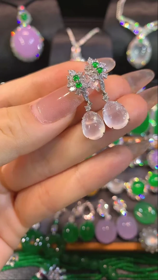 【闪购商品】翡翠耳饰18K金镶嵌耳饰