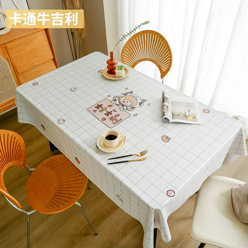 卡通牛吉利 ins风轻奢风桌布防水防油防烫免洗餐桌布台布茶几垫