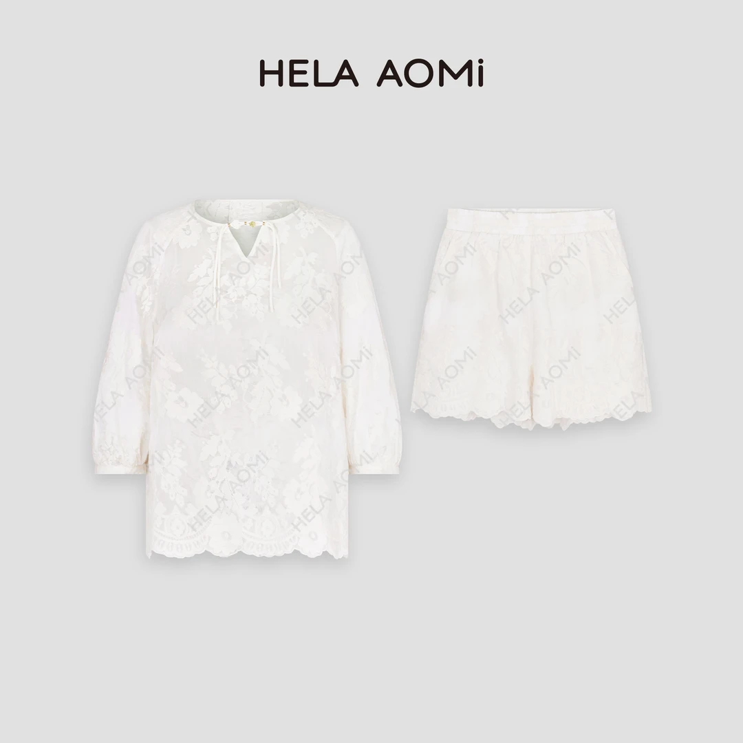 HELA AOMI “云涧”夏季法式刺绣轻奢韩系宽松套装CY4AX99012