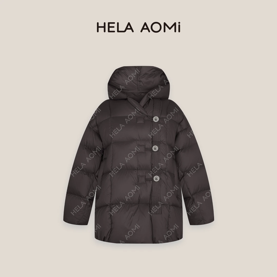 HELAAOMI “江南羽绒”中长款高级感宽松休闲连帽羽绒服CY4DC01454