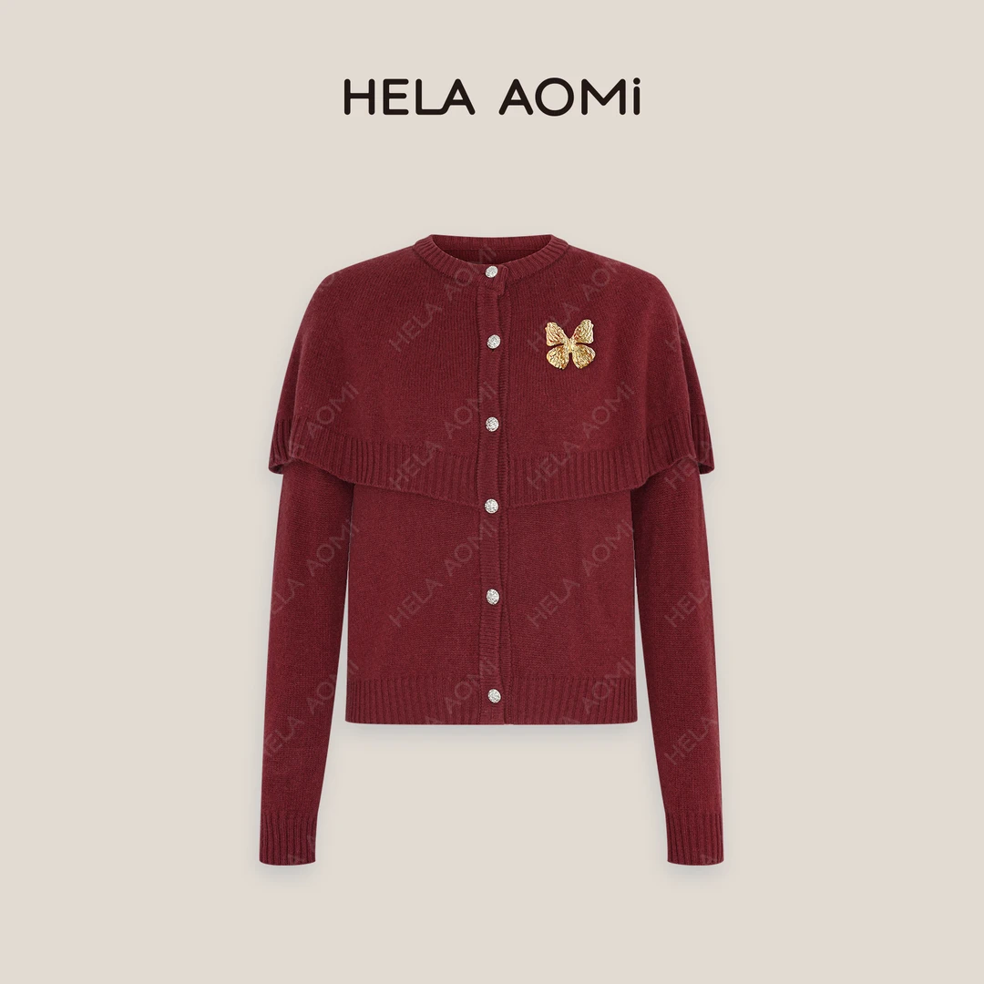 HELA AOMI “小斗篷”圆领单排扣时尚百搭蝙蝠长袖上衣CY4DM31535