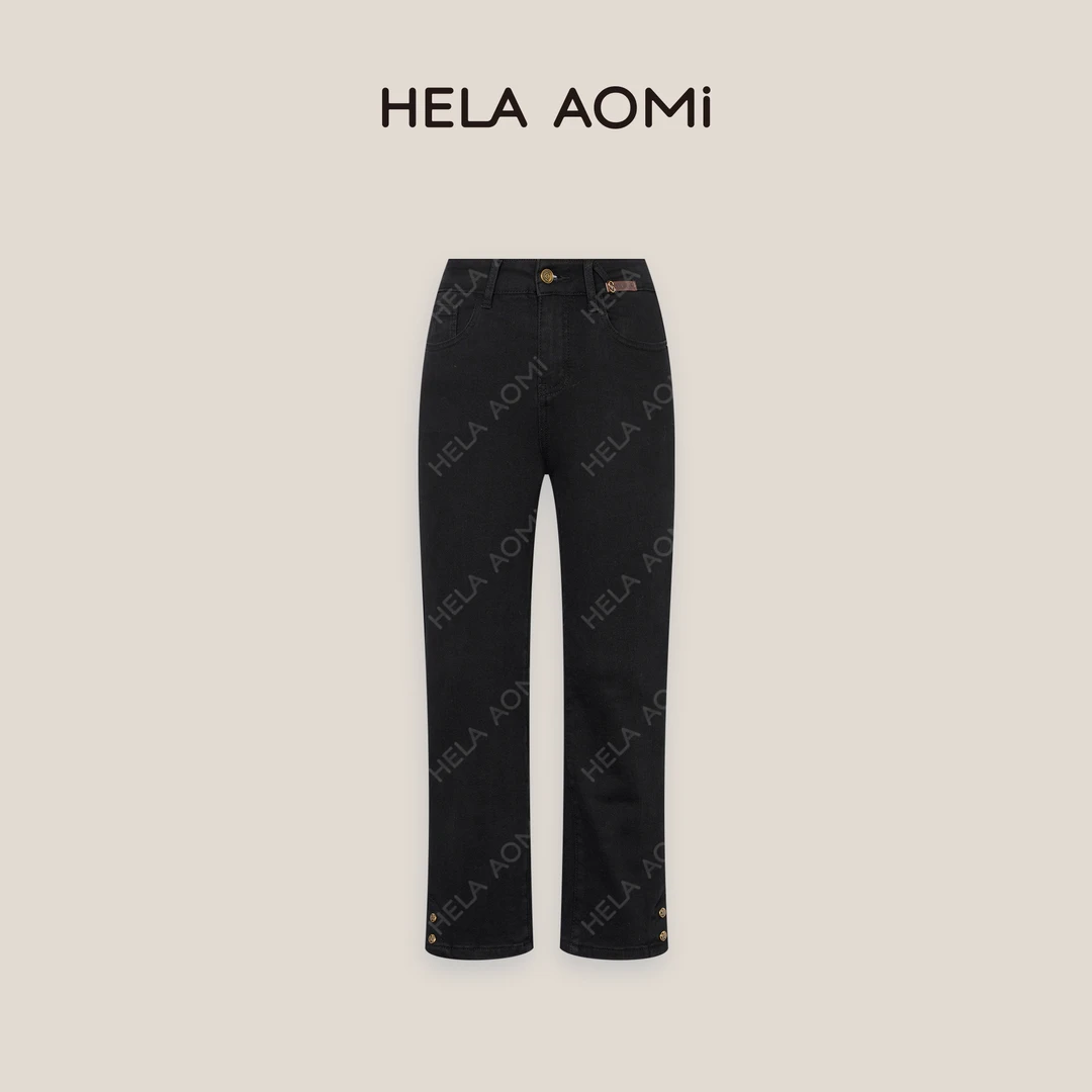 HELA AOMI “纽扣烟管”洋气百搭显瘦高腰烟管裤牛仔裤CY4CY62300