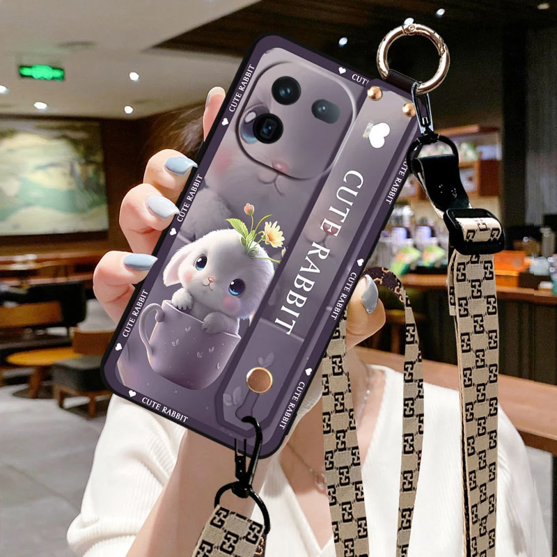 vivo iQOO12手机壳iQOO12Pro网红全包防摔男女款斜挎绳可爱软个性