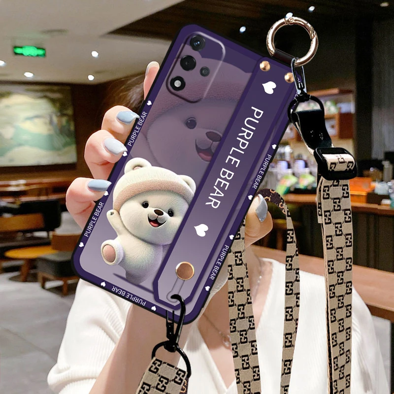 跳跳熊 OPPO A93/A93s手机壳5G全包网红防摔男女款硅胶情侣斜挎绳