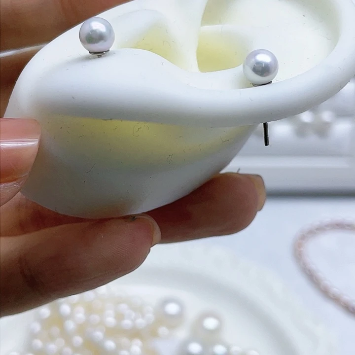 淡水珍珠耳饰银S925镶嵌湘**学