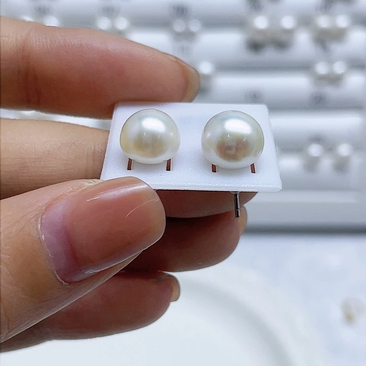 淡水珍珠耳饰银S925镶嵌哎****果