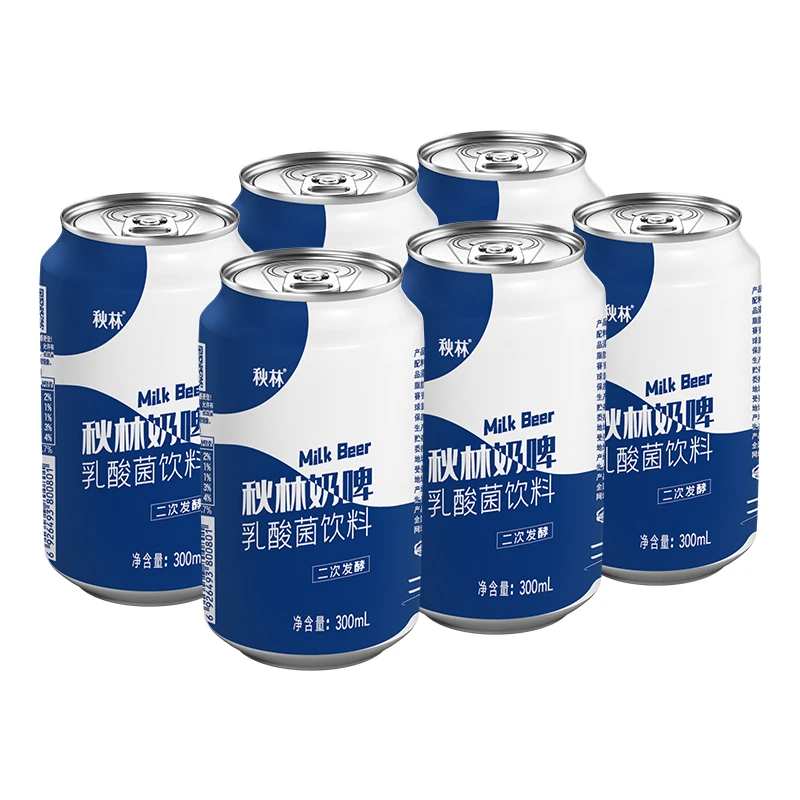 【奶啤】秋林品牌奶啤乳酸菌发酵饮料含乳饮料网红饮品300ml*6罐装