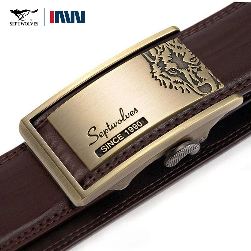 七匹狼男士皮带真皮内扣式自动扣腰带牛皮商务休闲内穿裤带男正品