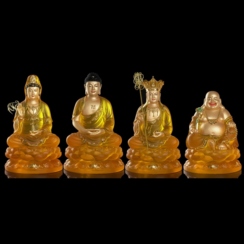 新款琉璃娑婆四圣观音菩萨释迦摩尼地藏王菩萨弥勒佛居家摆件
