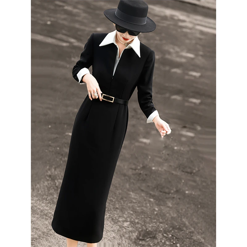 MEXCOCO/兰瑟儿秋季新款时尚收腰修身气质女装连衣裙104DL8201