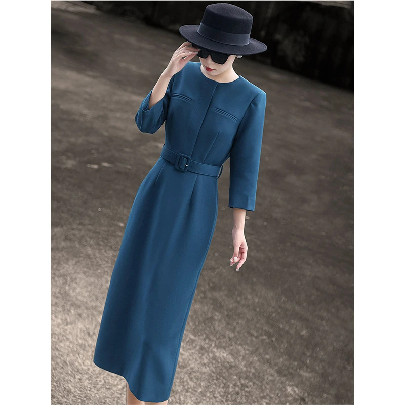 MEXCOCO/兰瑟儿秋季新款显瘦时尚收腰修身气质女装连衣裙M4WL9265