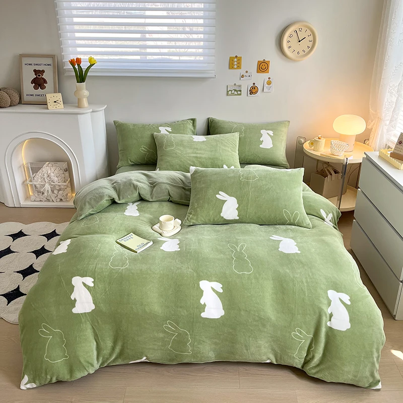 【达人】2023新款亲肤舒适加绒四件套简约加厚舒适床单床上用品