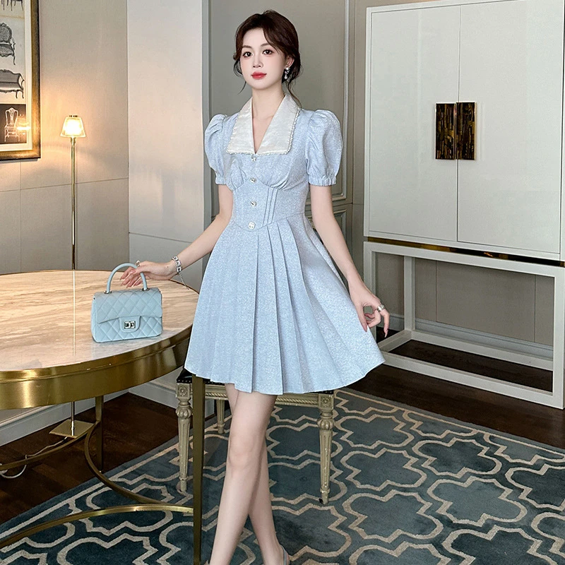 【金金专属】法式收腰新款显瘦蓬蓬A字裙连衣裙21274