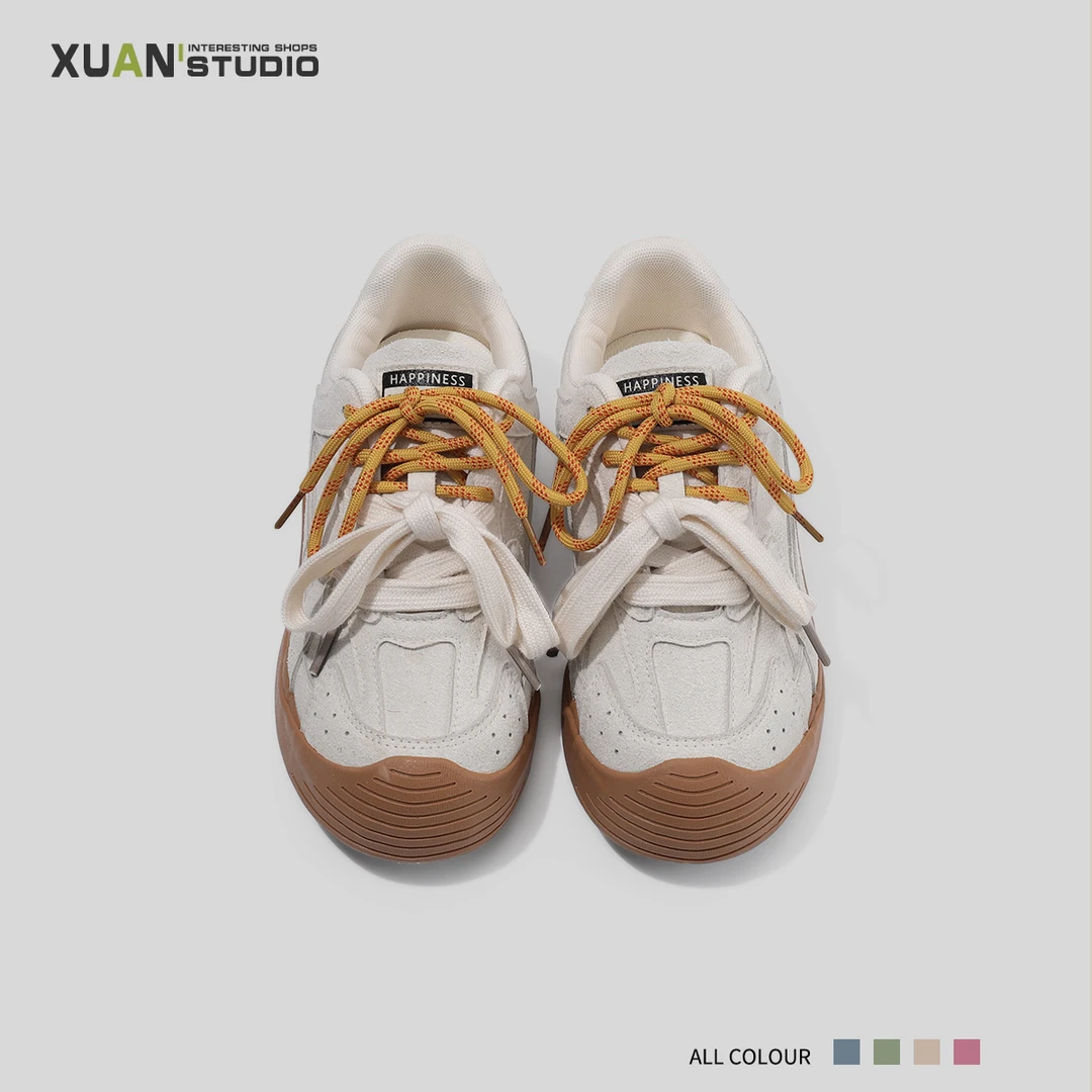 小众设计感复古德训鞋女春季新款日系百搭休闲板鞋厚底粉色帆布鞋