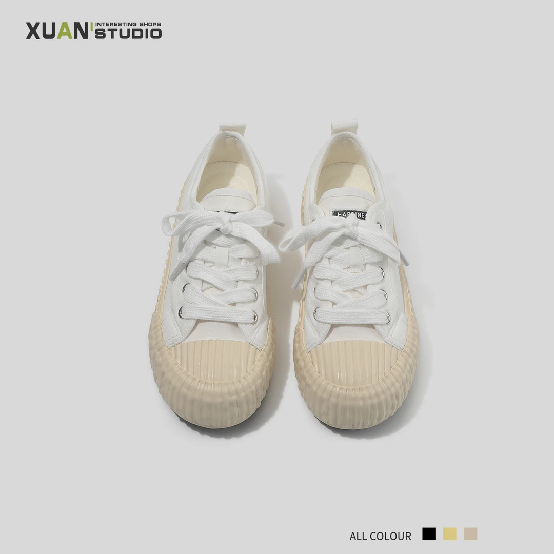 厚底百搭白色帆布鞋夏季新款女鞋小众潮流饼干鞋学生低帮休闲鞋子