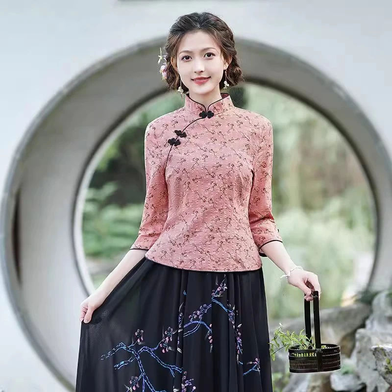 民国复古女装仙气年轻款禅意茶艺服夏装中国风改良旗袍上衣工作服