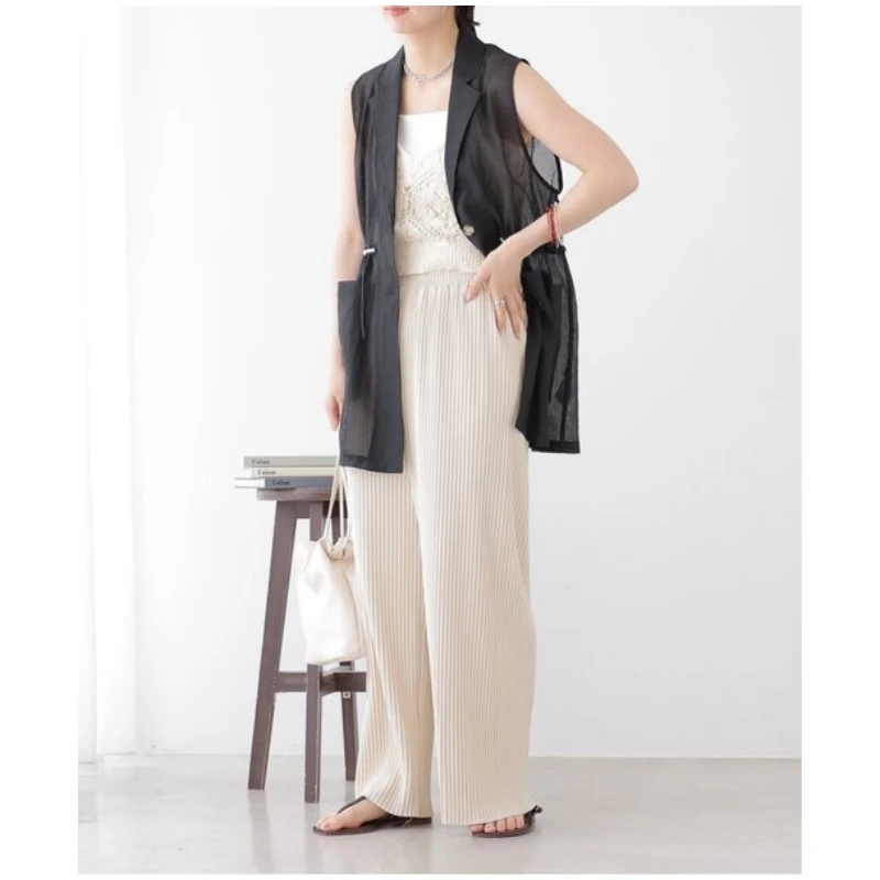 【Yorozuya】日系品牌 夏季新款 R 休闲阔腿宽松长款针织直筒休闲裤