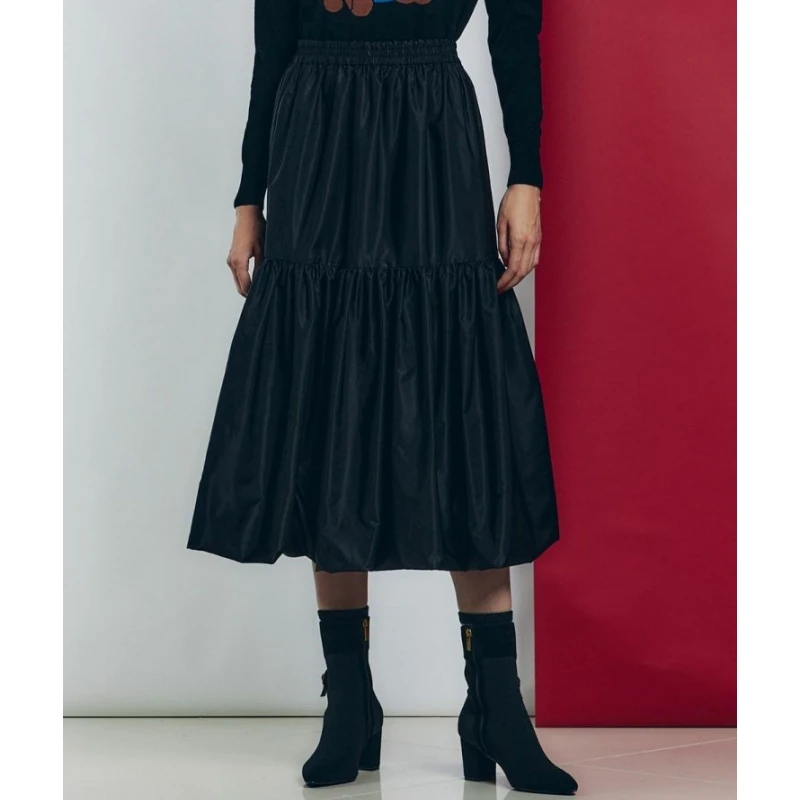 【MonTendre】 秋冬上新 D 杂志款百搭高腰分层纯色气球半裙