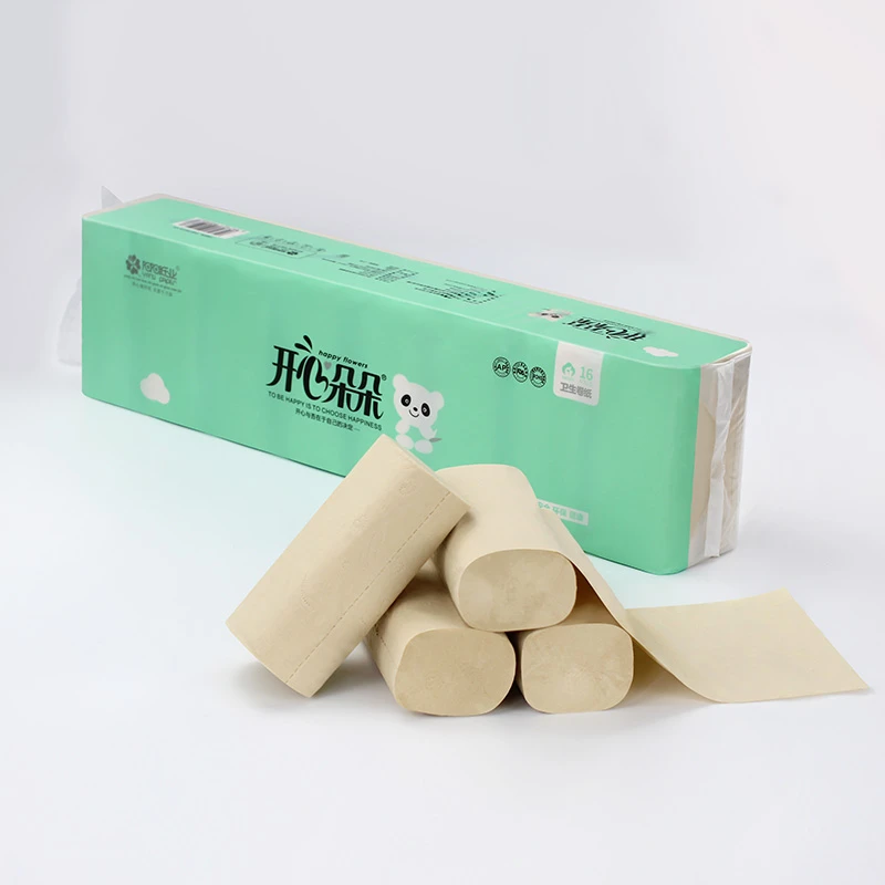 开心朵朵原生竹浆本色卷纸卫生纸卷纸亲肤家用加厚厕纸手纸卷筒纸