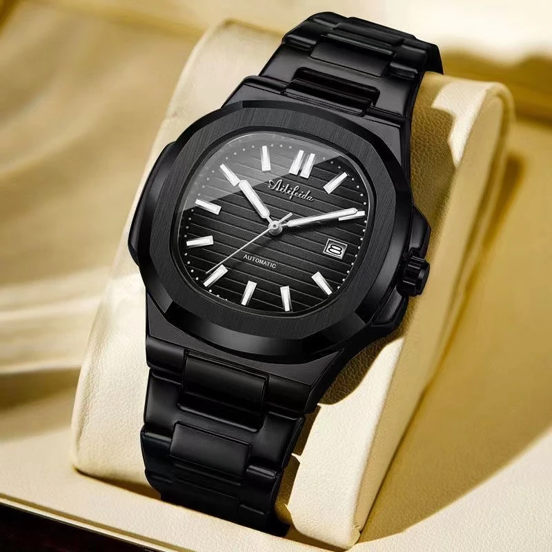 【云仓直发】鹦鹉螺黑武士男士手表潮流大气高端腕表日历款防水-Y