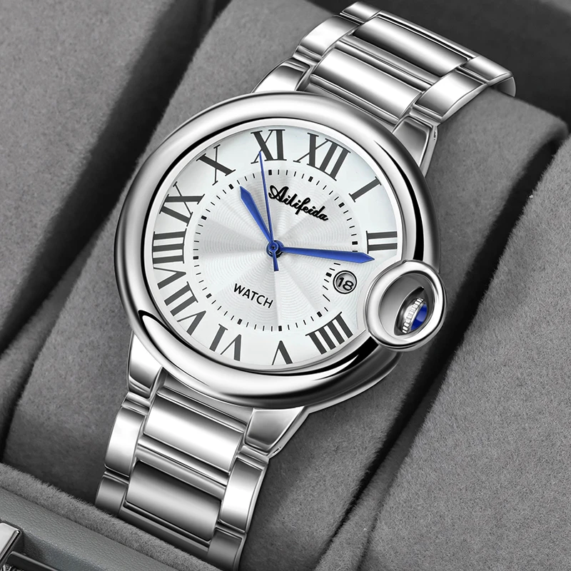 【云仓直发】钢带蓝气球男士手表时尚潮流个性大气防水日历腕表-L