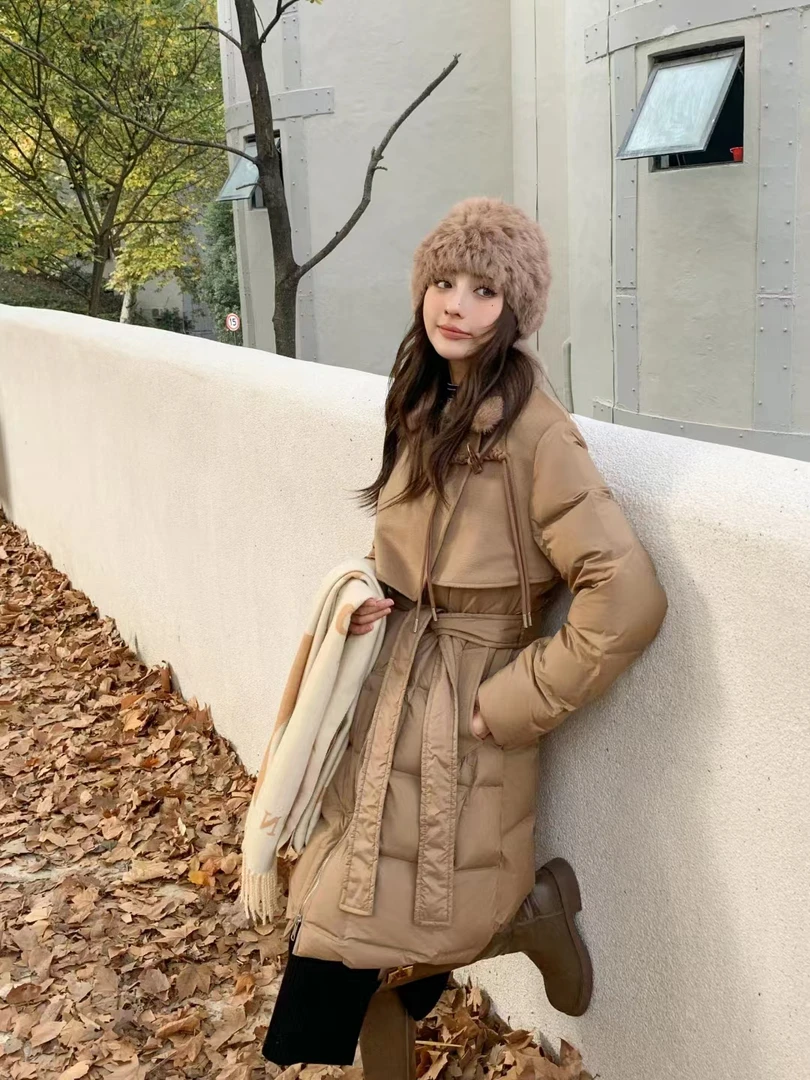 外套中长款收腰时尚短款时尚休闲百搭连帽加厚保暖女士秋冬冬季