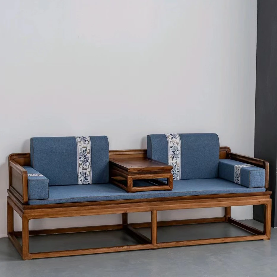 新中式实木罗汉床胡桃木客厅实木沙发床家用小户型休闲床明式家具