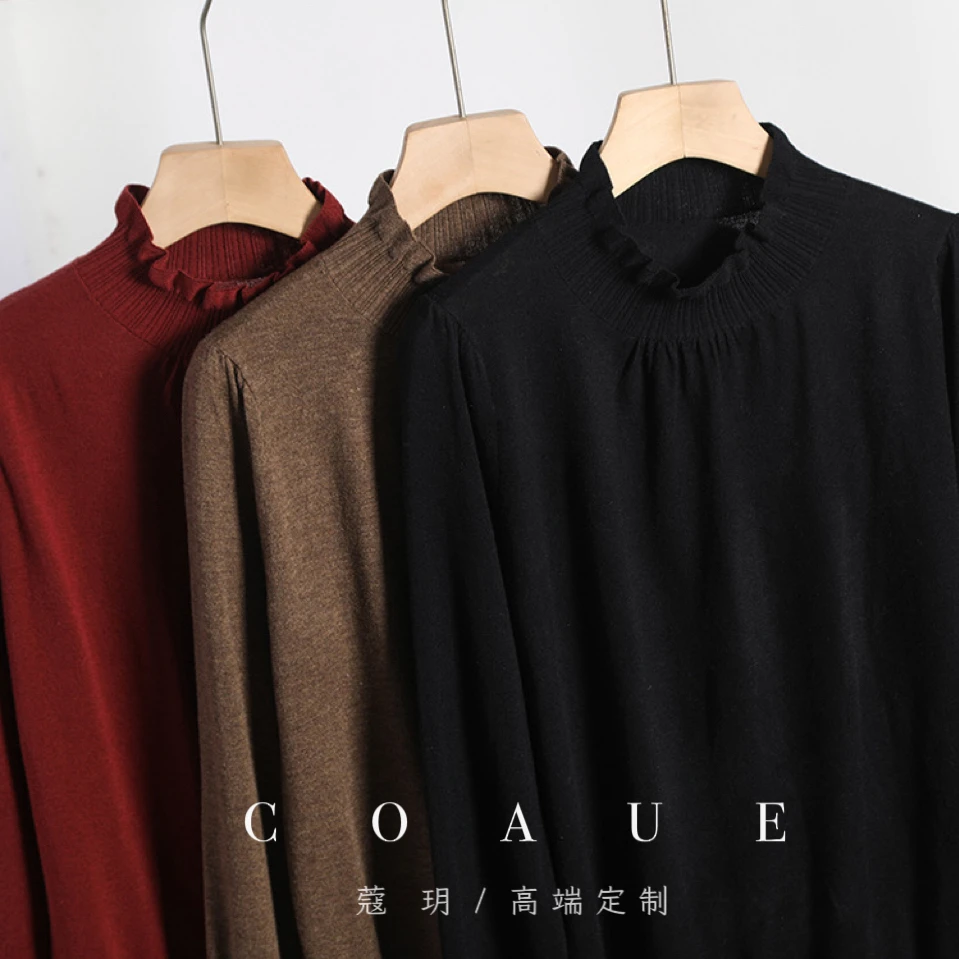 蔻玥COAUE【减龄花苞】澳洲baby 绵羊毛秋冬优雅知性半高领针织上衣