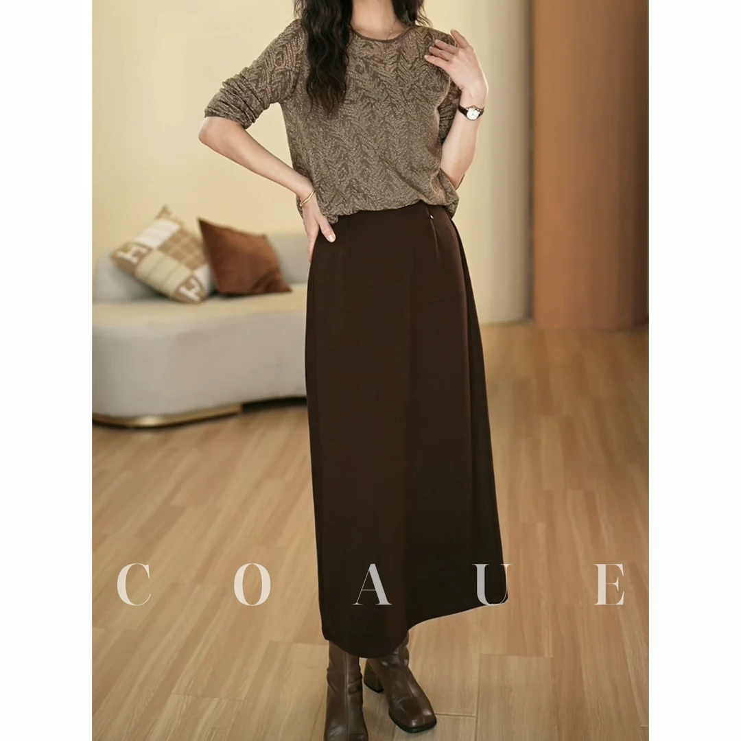 蔻玥COAUE【口碑爆款】加厚绵羊毛 法式显瘦时尚松紧腰显瘦半身裙