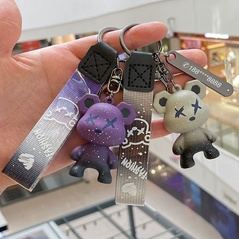 暴力熊钥匙扣挂件精致女情侣小熊汽车包包挂饰摩托车小饰品钥匙链