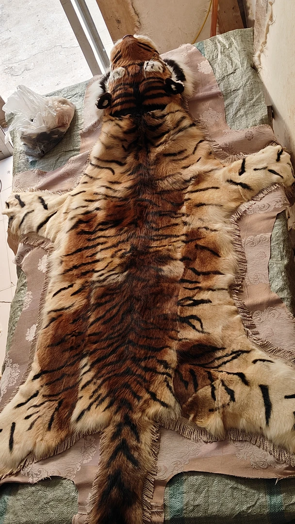 山大王仿真老虎皮动物皮毛绒道具虎皮豹纹沙发客厅高皮草垫子地毯