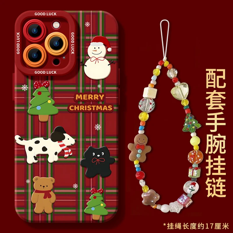 适用圣诞手机壳苹果16promax新款16圣诞节15pro红色1312高级感