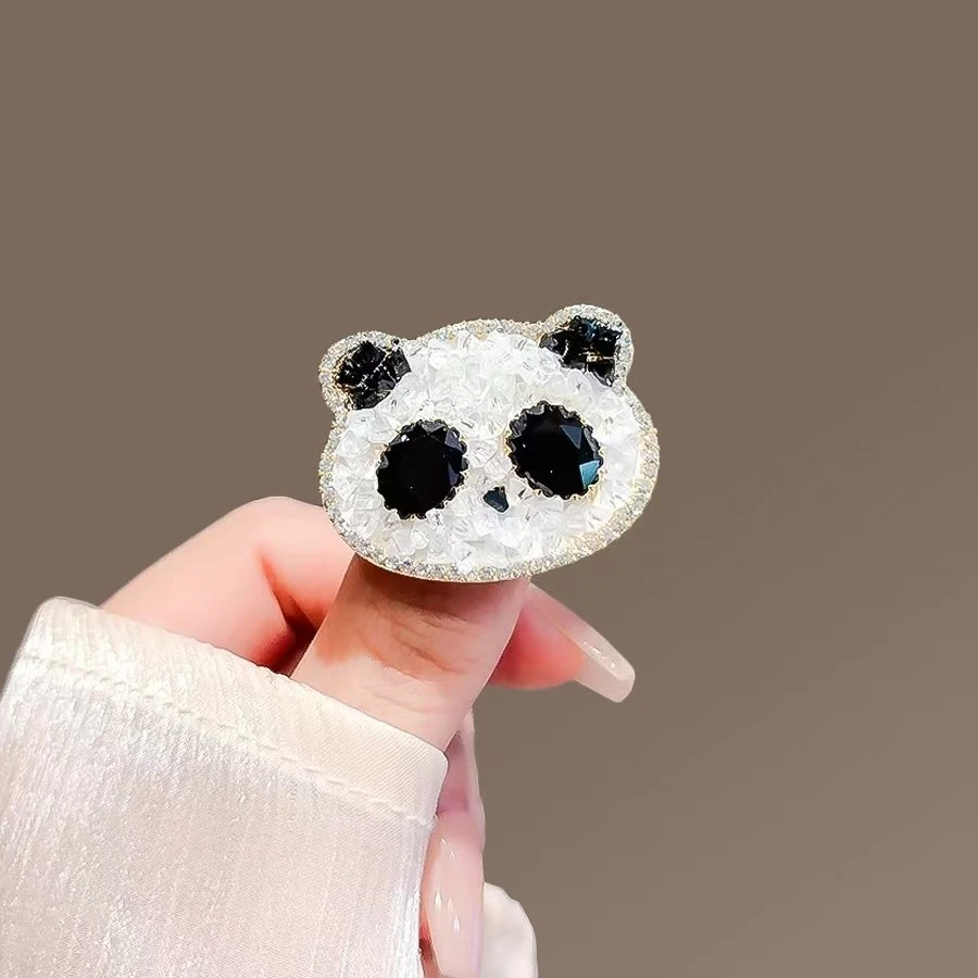 合金胸针 国宝可爱大熊猫胸针闪亮仿水晶胸花百搭外套别针胸针